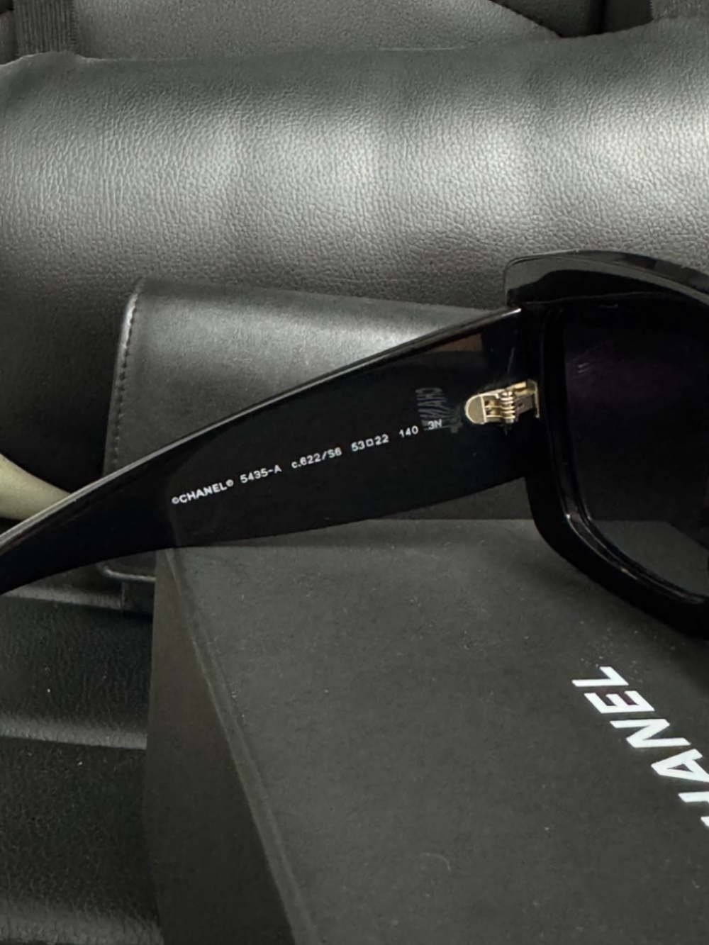 CHANEL 5435-A SQUARE SUNGLASSES BLACK GOLD OMBRE GRAY LENS - Picture 7 of 10